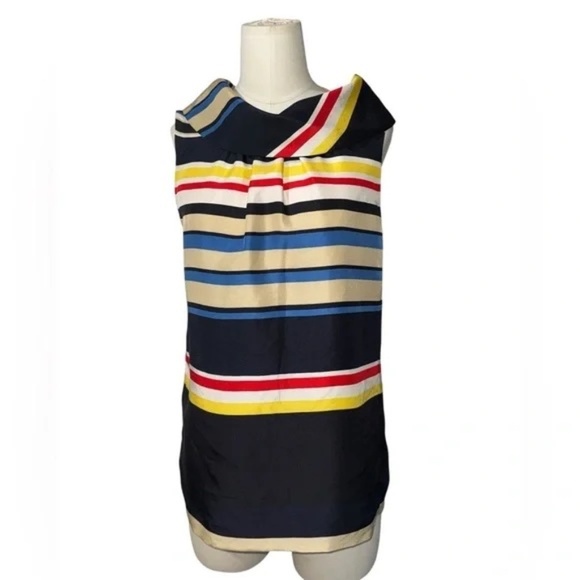 KATE SPADE - live colorfully 100% Silk Stripe Sleveless Cowl Tank Top Size 4 - Picture 2 of 10